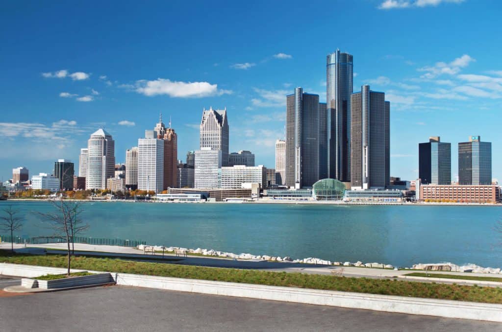 Image: downtown Detroit across the water