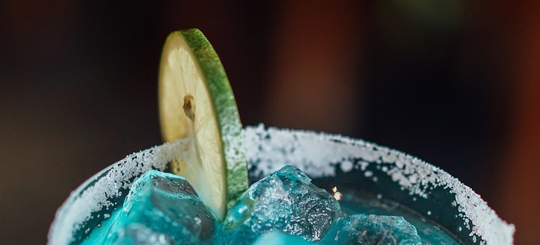 a blue cocktail