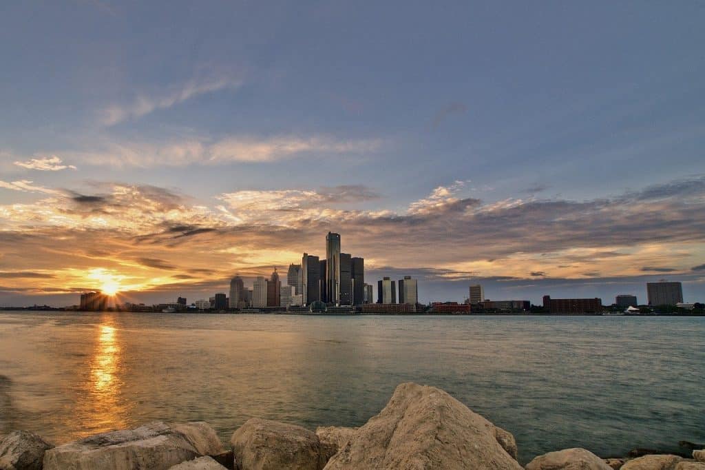 An aerial view of Detroit.