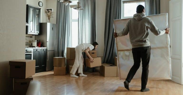 A couple in the middle of a DIY move