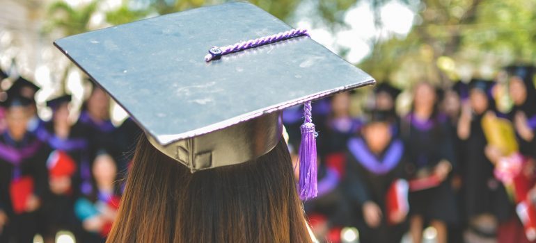 A girl graduating