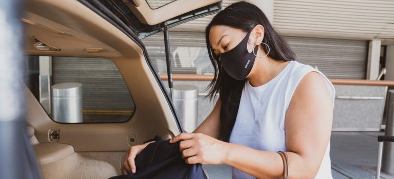 A woman packing for her move