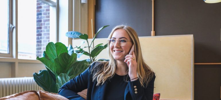 A woman talking on the phone